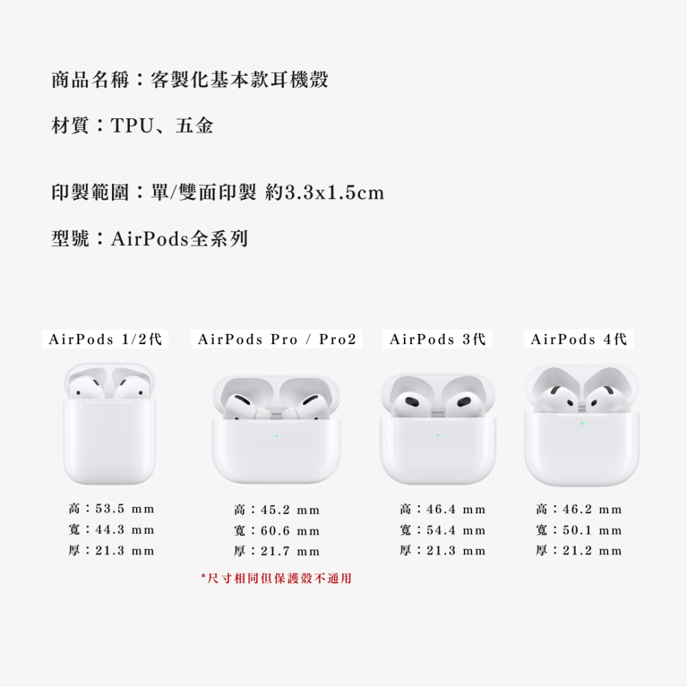 客製化耳機殼｜ 可印基本款 AirPods 1/2代 保護殼｜原圖輸出款：圖片 3