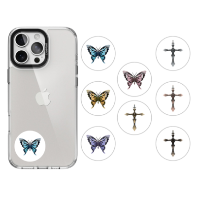 IC、ID 磁扣門禁卡貼紙｜ic+id蝴蝶與十字架