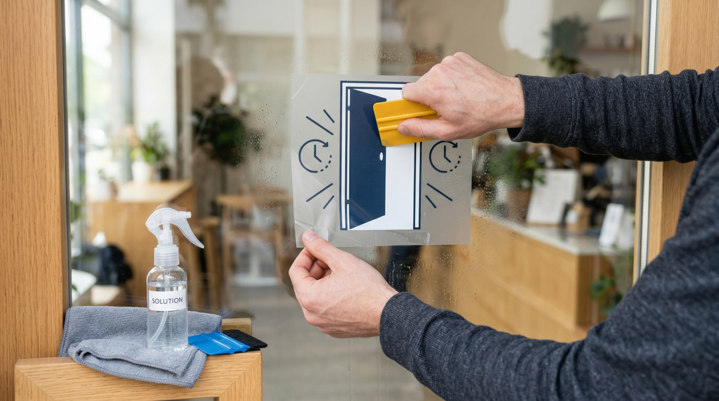 店面玻璃貼紙怎麼貼才沒氣泡?3 步驟教你貼好營業時間與評價 QR Code 門貼 2 CANPRINT 線上編輯器|5 秒完成客製化禮物